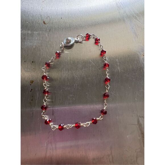 Garnet Bracelet, NEW, Handmade, Stackable, 9” - Picture 4 of 5